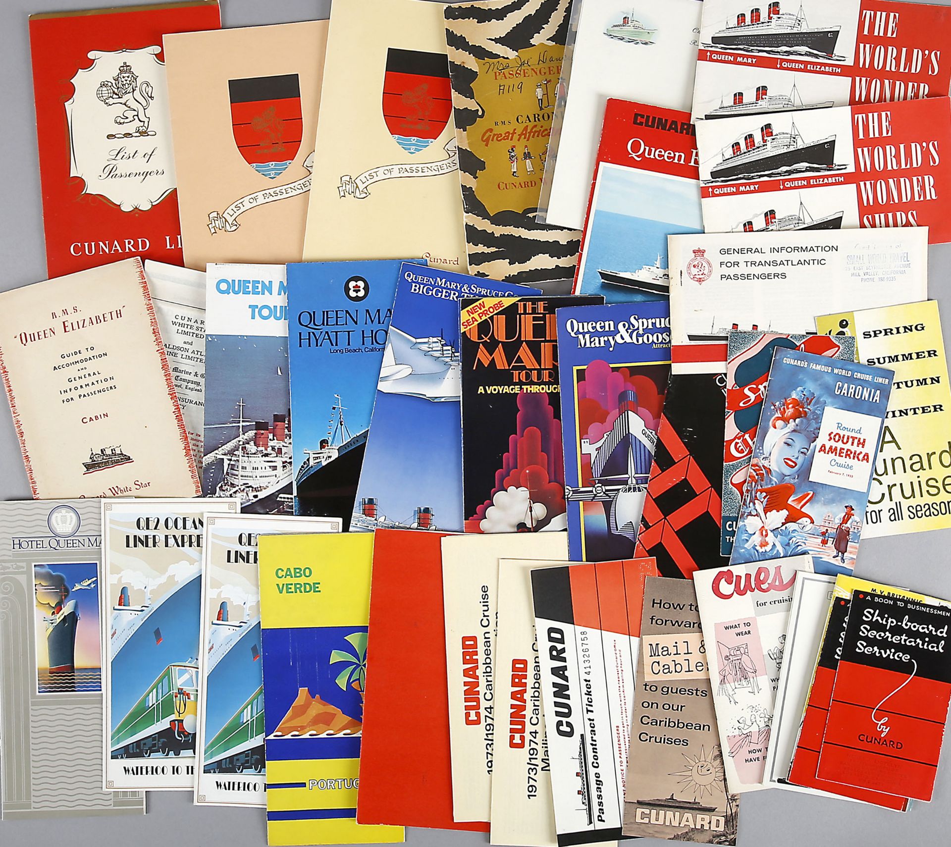 Konvolut 37 Dokumente die Cunard Line betreffend, 1930er bis 1980er Jahre