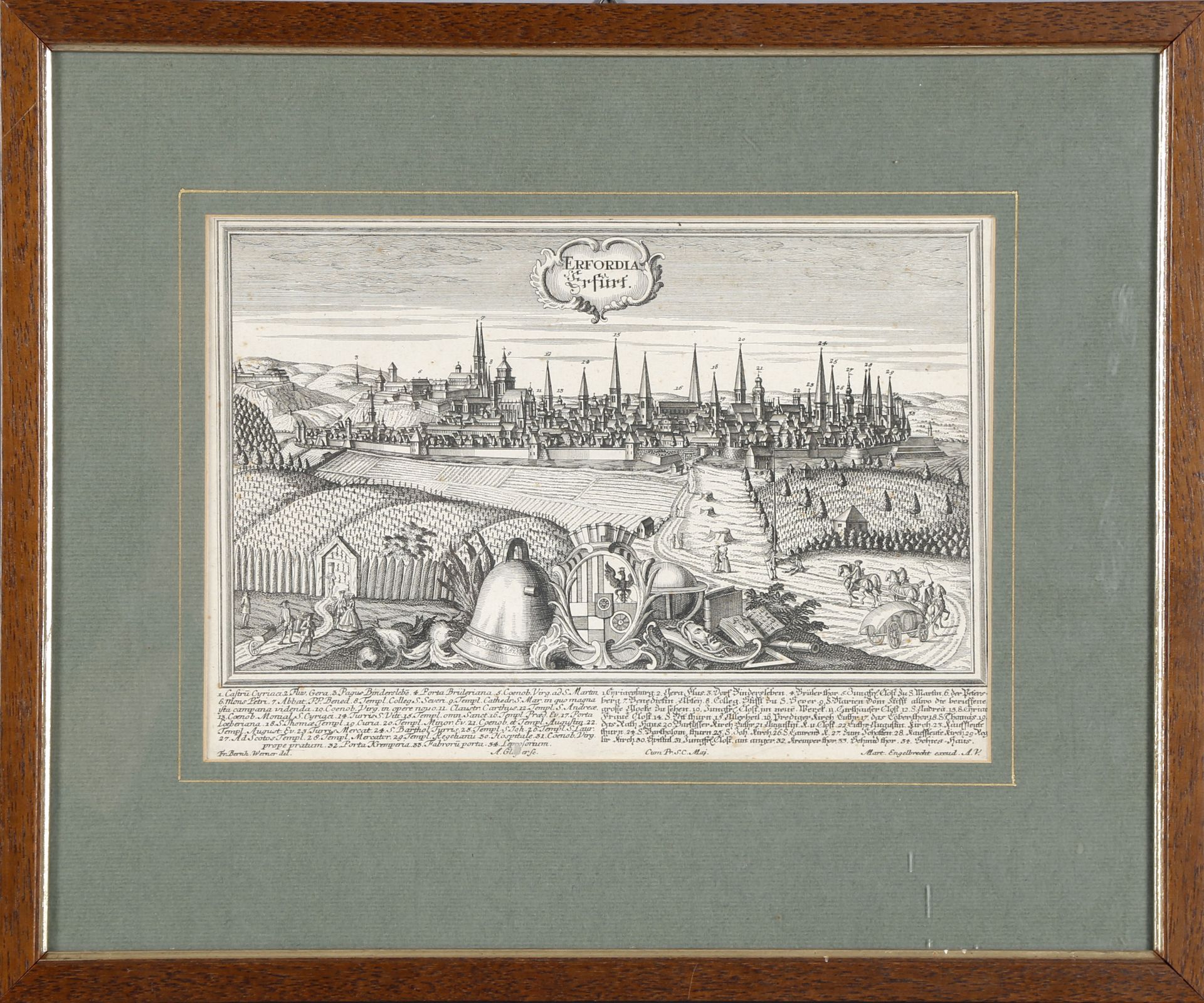 Ansicht von Erfurt, um 1740, Kupferstich von Alexander Gläßer nach einer Vorlage von Friedrich Bernh