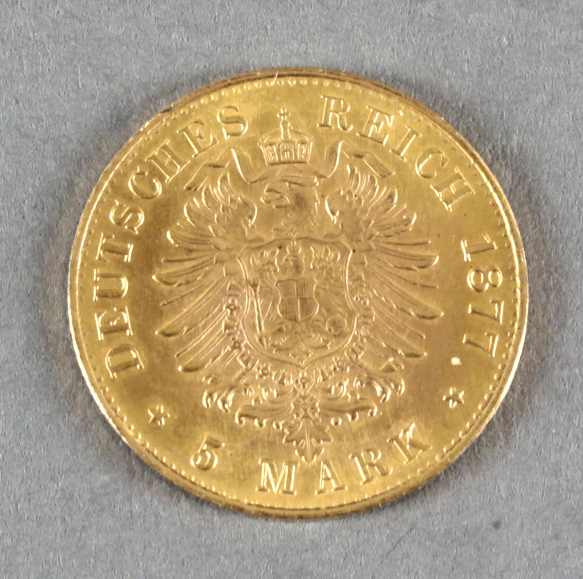 Goldmünze, 5 Mark, 1877 A, Wilhelm I. (Preußen) - Image 2 of 2