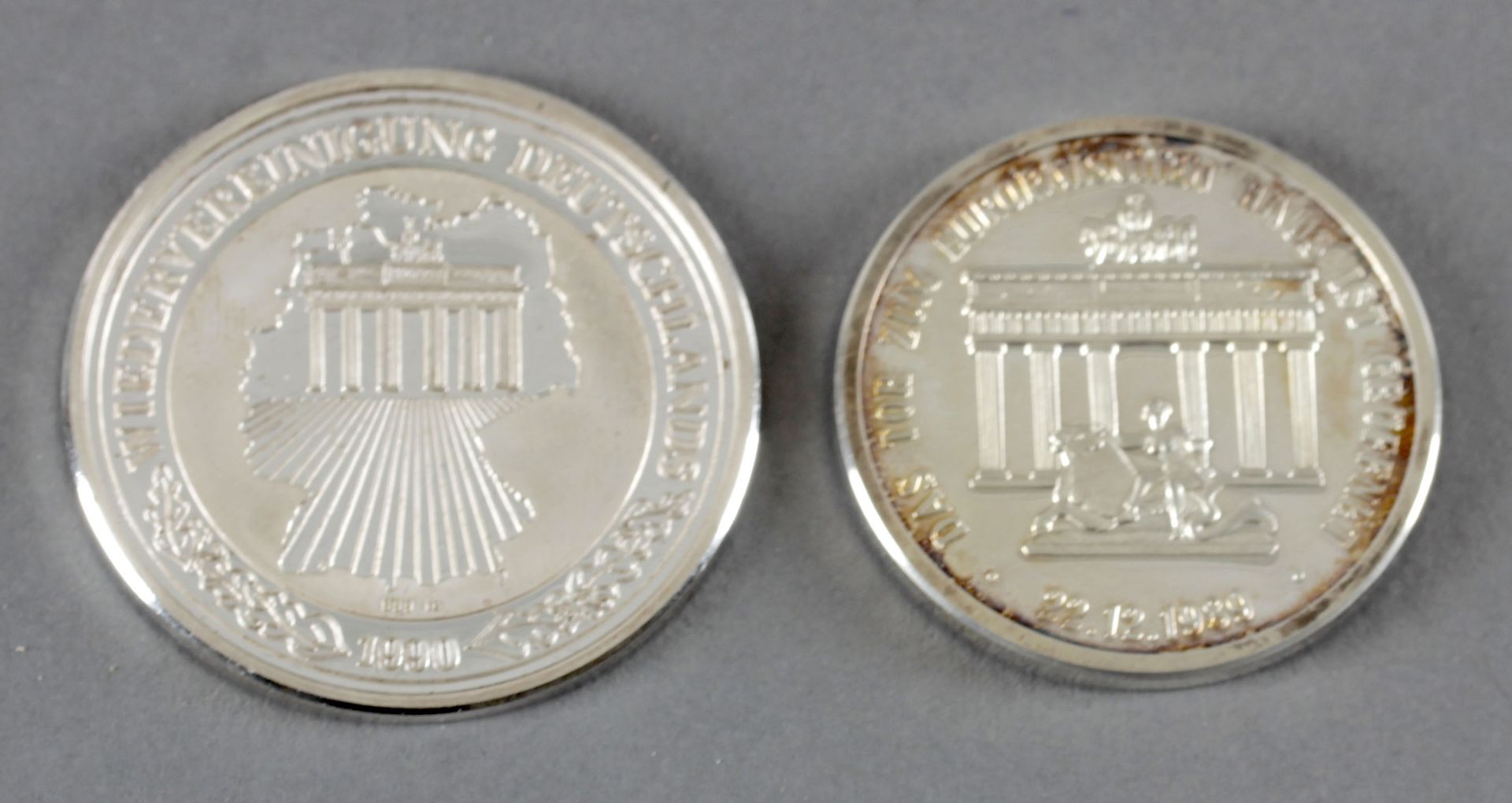 2 Silbermedaillen Wiedervereinigung 1989/1990 - Image 2 of 2