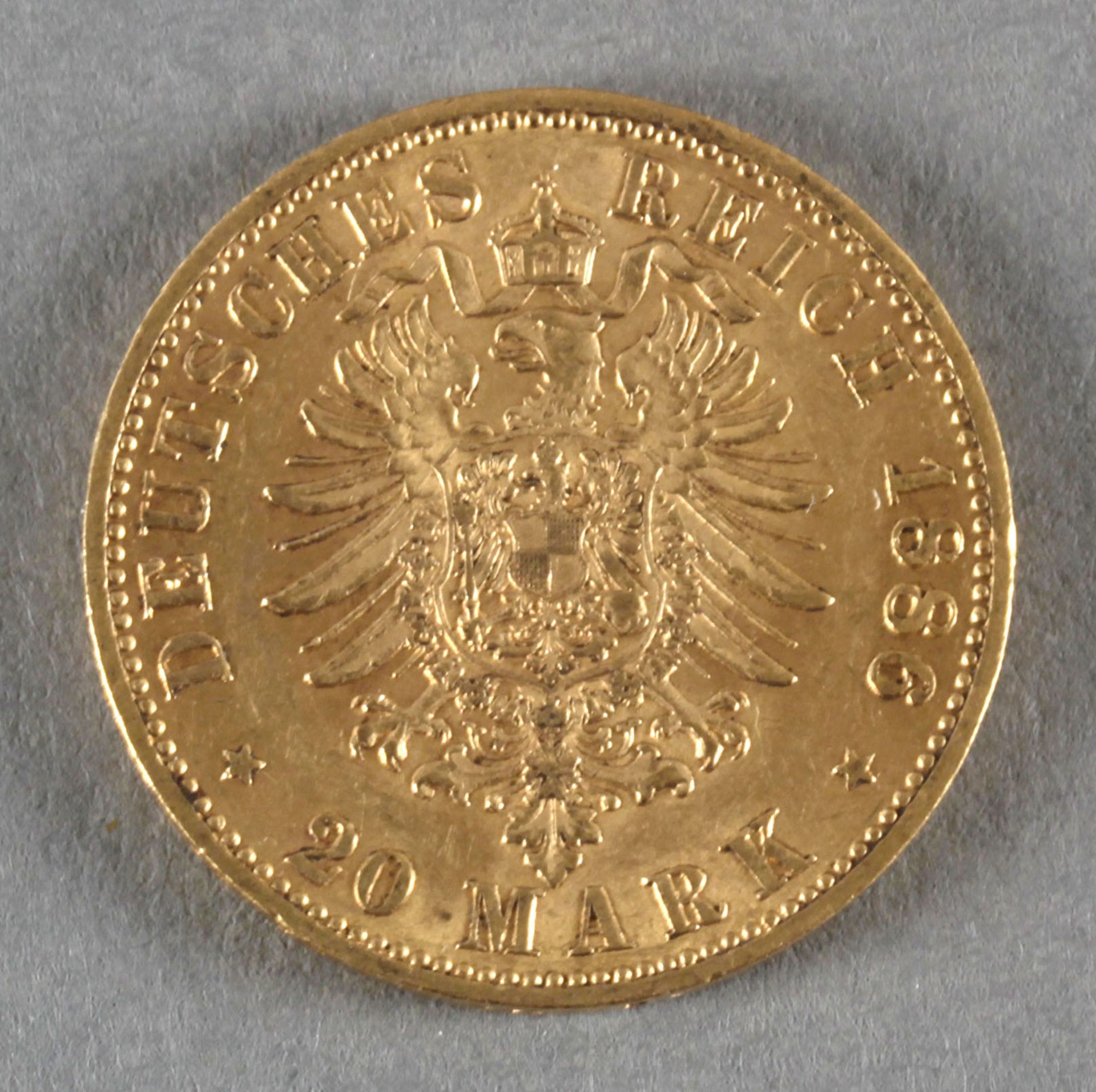 Goldmünze, 20 Mark, 1886 A, Wilhelm I. (Preußen) - Image 2 of 2