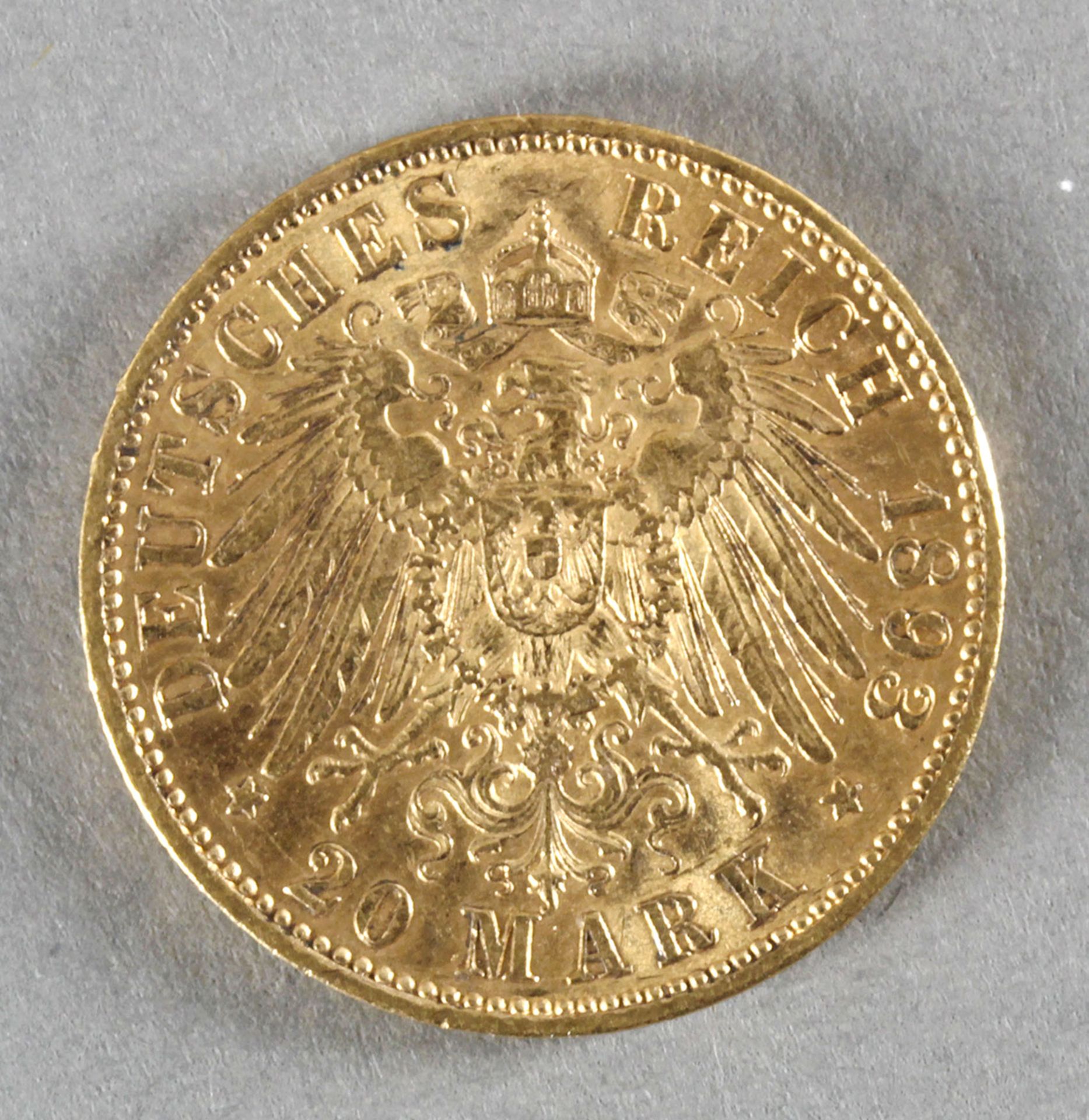 Goldmünze, 20 Mark, 1893 A, Wilhelm II. (Preußen) - Image 2 of 2