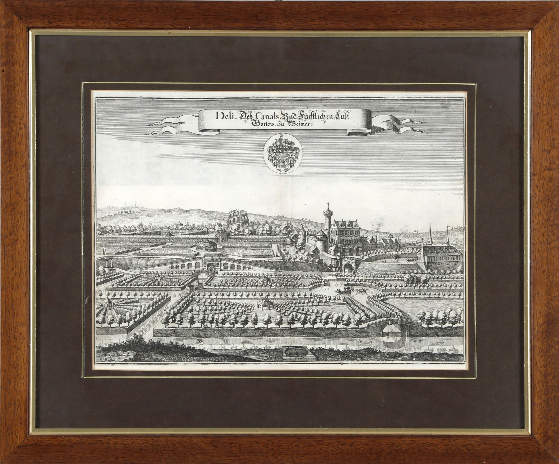 Ansicht des Weimarer Lustgartens mit der Wilhelmsburg, 1650