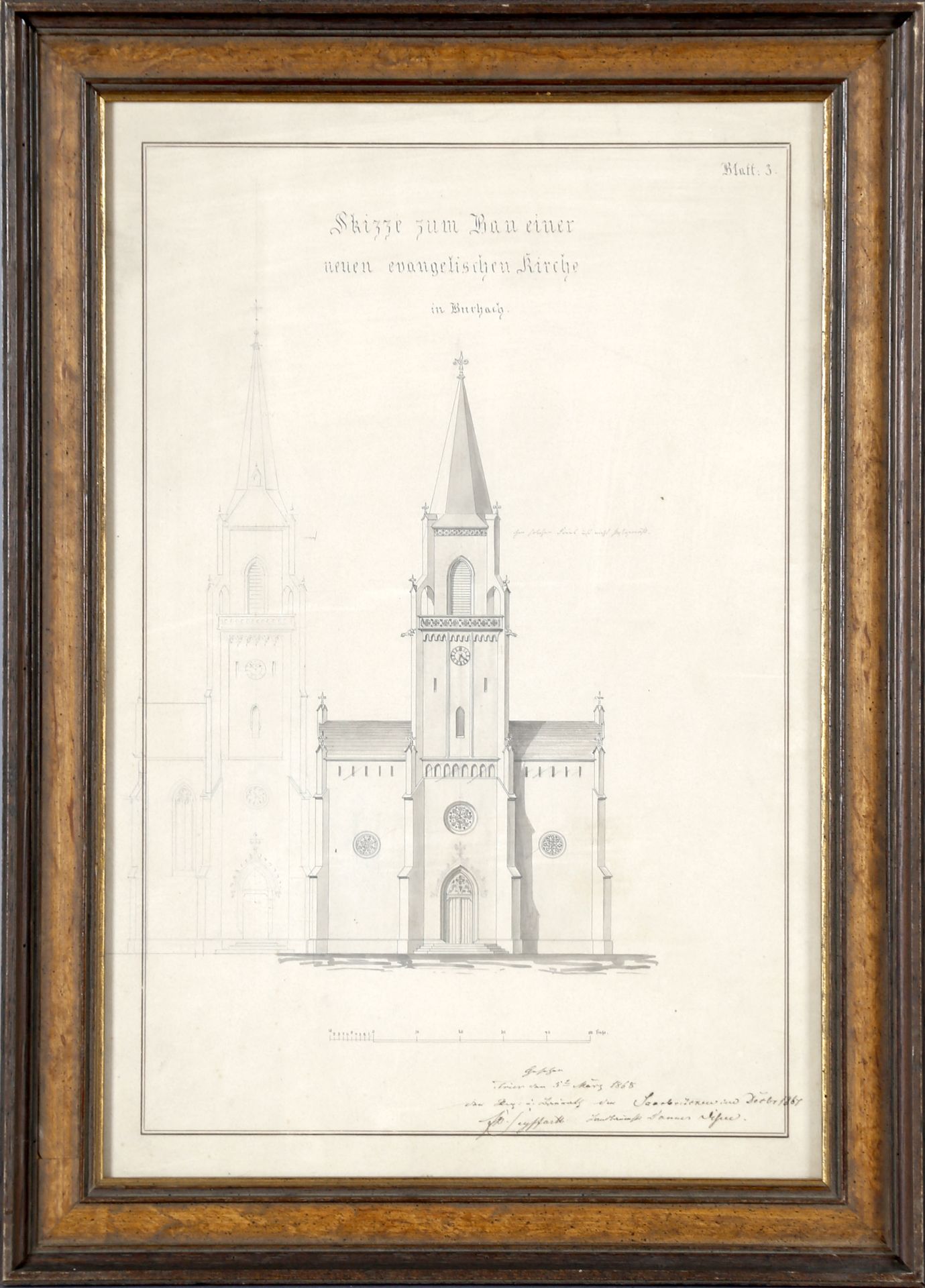 'Skizze zum Bau einer ev. Kirche in Burbach - Blatt 3', 1867