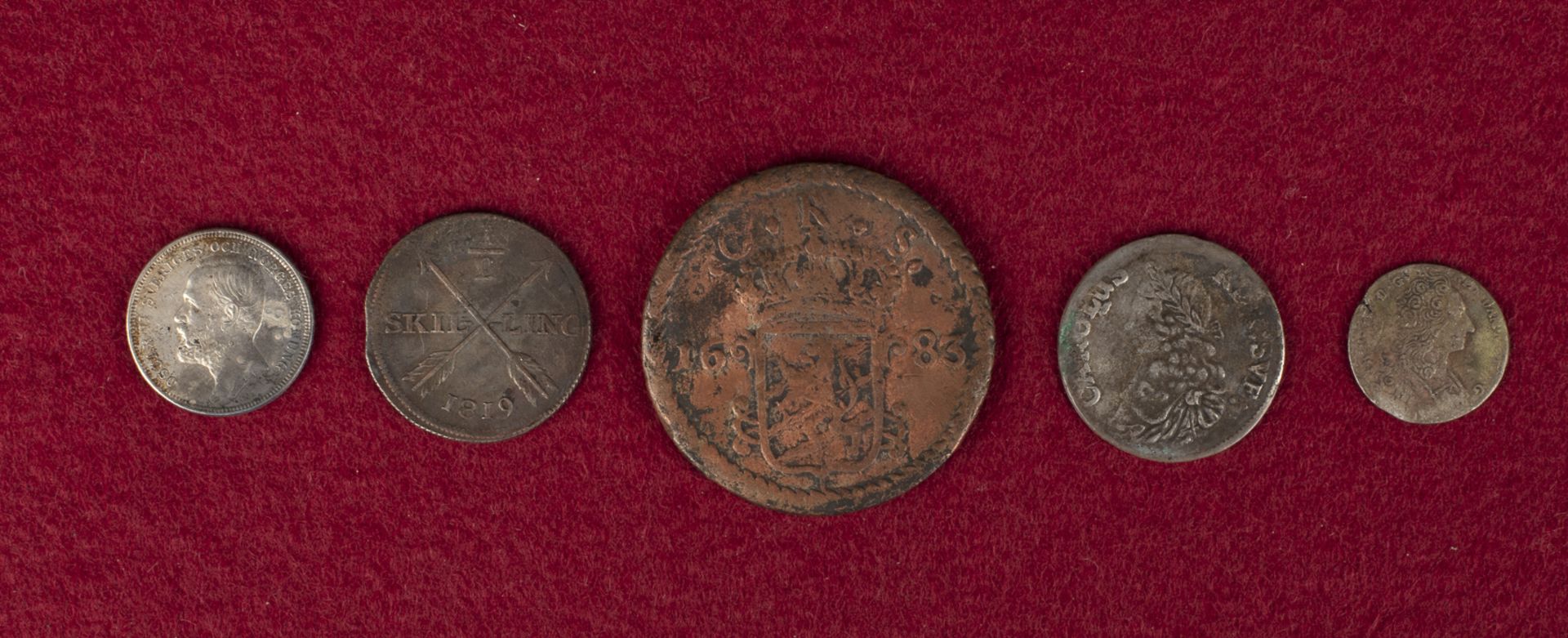 5 Münzen Skandinavien, 17. - 19. Jh.