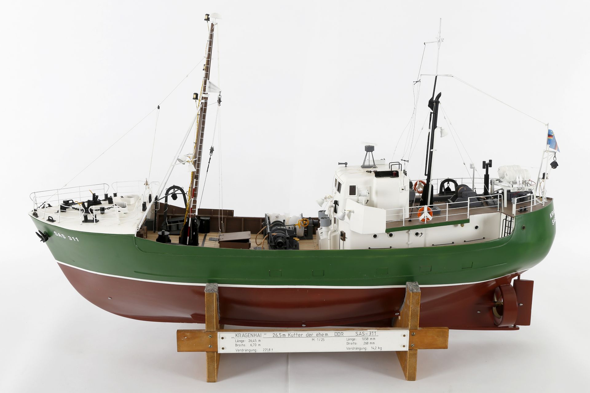 Modell des 26,5-Meter-Kutters 'Kragenhai'