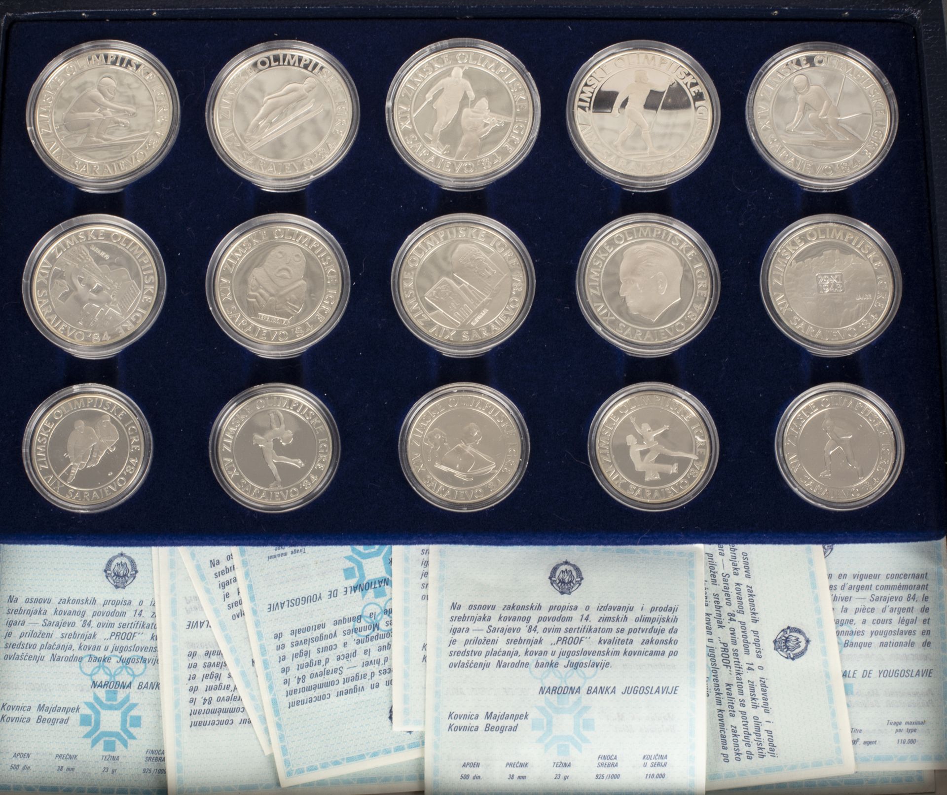 Vollständiger Satz Silber-Gedenkmünzen der Olympischen Spiele 1983/1984 in Los Angeles und Sarajewo - Image 3 of 3