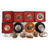 A collection of thirteen Victorian Pratt ware pot lids, to include The Fish barrow - with decorative