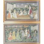 Indian school, a set of four gouache paintings on silk, 20th century, each depicting royal figures