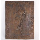 A Greek style sheet bronze plaque of Alexander the Great, 20th century, the border embossed with