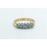 An 18ct yellow gold and diamond ring, set with five diamonds of approximately 0.50 carats
