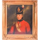 A 19th century portrait of a military officer in uniform, unsigned oil on canvas in gilt frame, 70