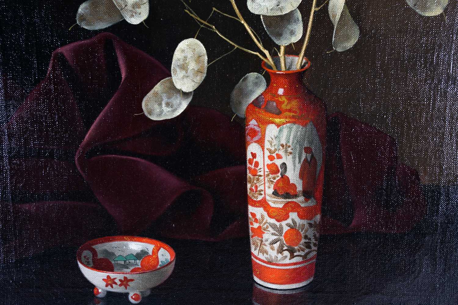 Joan B N v. Gent (19th / 20th century), a still life study of flowers in an Oriental vase, oil on - Image 5 of 5