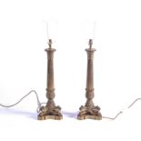 A pair of Louis Philippe style cast brass lamps, late 20th century, based after a design by