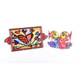 Romero Britto (b.1963) Brazilian, a ceramic Goebel fish sculpture, titled 'Deeply in Love', hand-