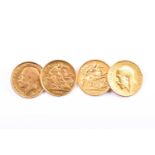 A pair of half-sovereign cufflinks, comprising four coins (three x 1912 and 1 x 1914), 16.4g
