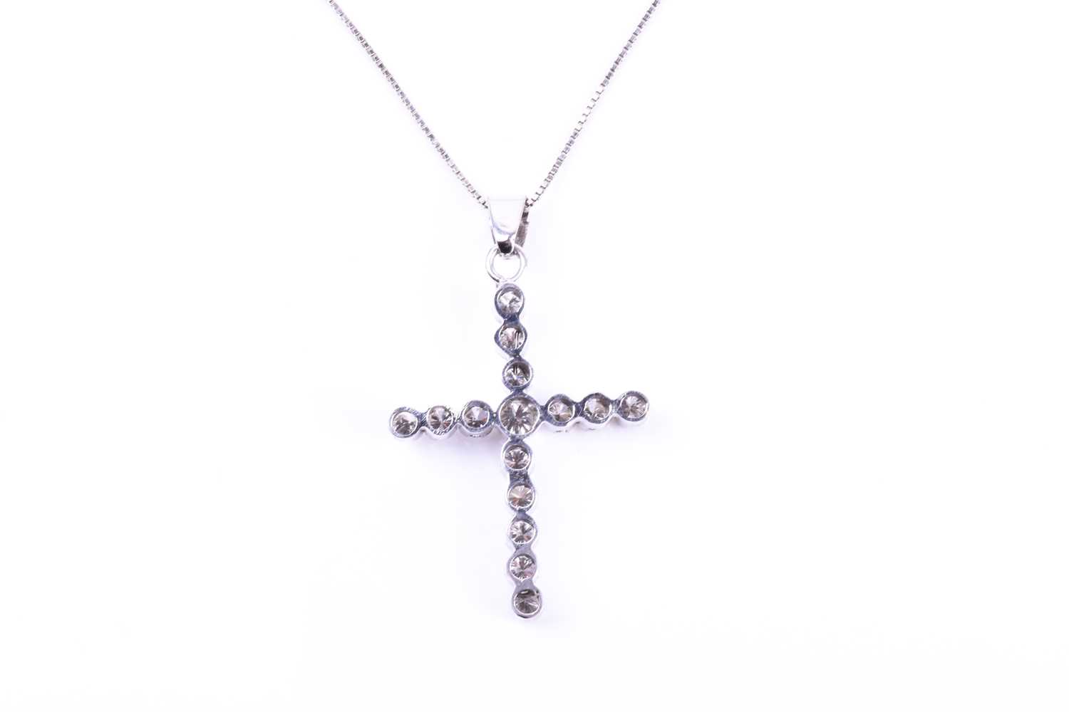 A diamond cross pendant, set with fifteen round brilliant-cut diamonds of approximately 1.50 - Image 3 of 3