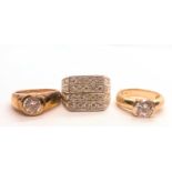 A group of jewellery items, to include a silver and CZ ring, two silver gilt and CZ rings, a
