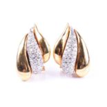 Leo Pizzo. A pair of Italian 18ct yellow and white gold earrings, circa 1960s, of swept lobe form,