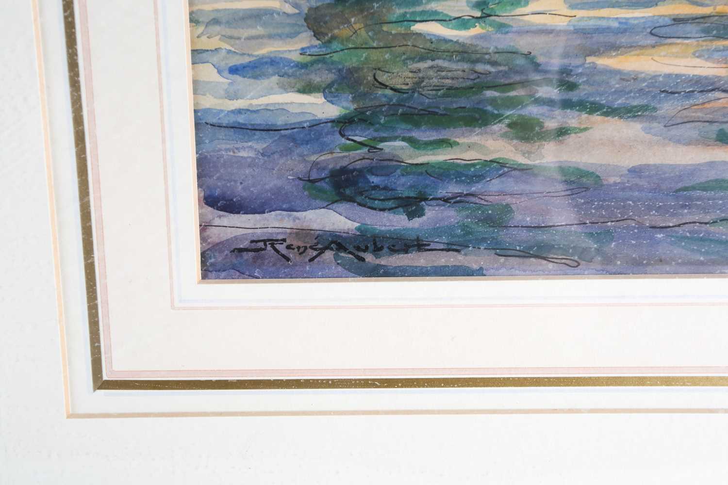 René Aubert (1894-1977), a pair of river landscapes, watercolours, 27.5 cm x 37.5 cm in wooden - Image 3 of 6