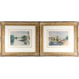 René Aubert (1894-1977), a pair of river landscapes, watercolours, 27.5 cm x 37.5 cm in wooden