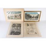 Two 18th century French engravings of London, each hand coloured, a 19th century Bibby & Rapkin hand
