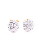 A pair of 18ct white gold and diamond accent ball stud earrings, approximately 6 mm diameter, 1.7