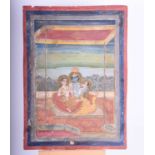 Indian School, 18th/19th century, Krishna with Nama Gopi and Seva Gopi beneath a canopy with