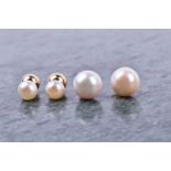 A pair of reversable pearl and gold stud earrings (to wear either way), together with a pair of
