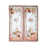 A pair of large rectangular Aubusson style floral tapestries, possibly 19th century, 246cm x