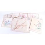 A collection of 20th century Chinese floral paintings on silk depicting floral compositions,