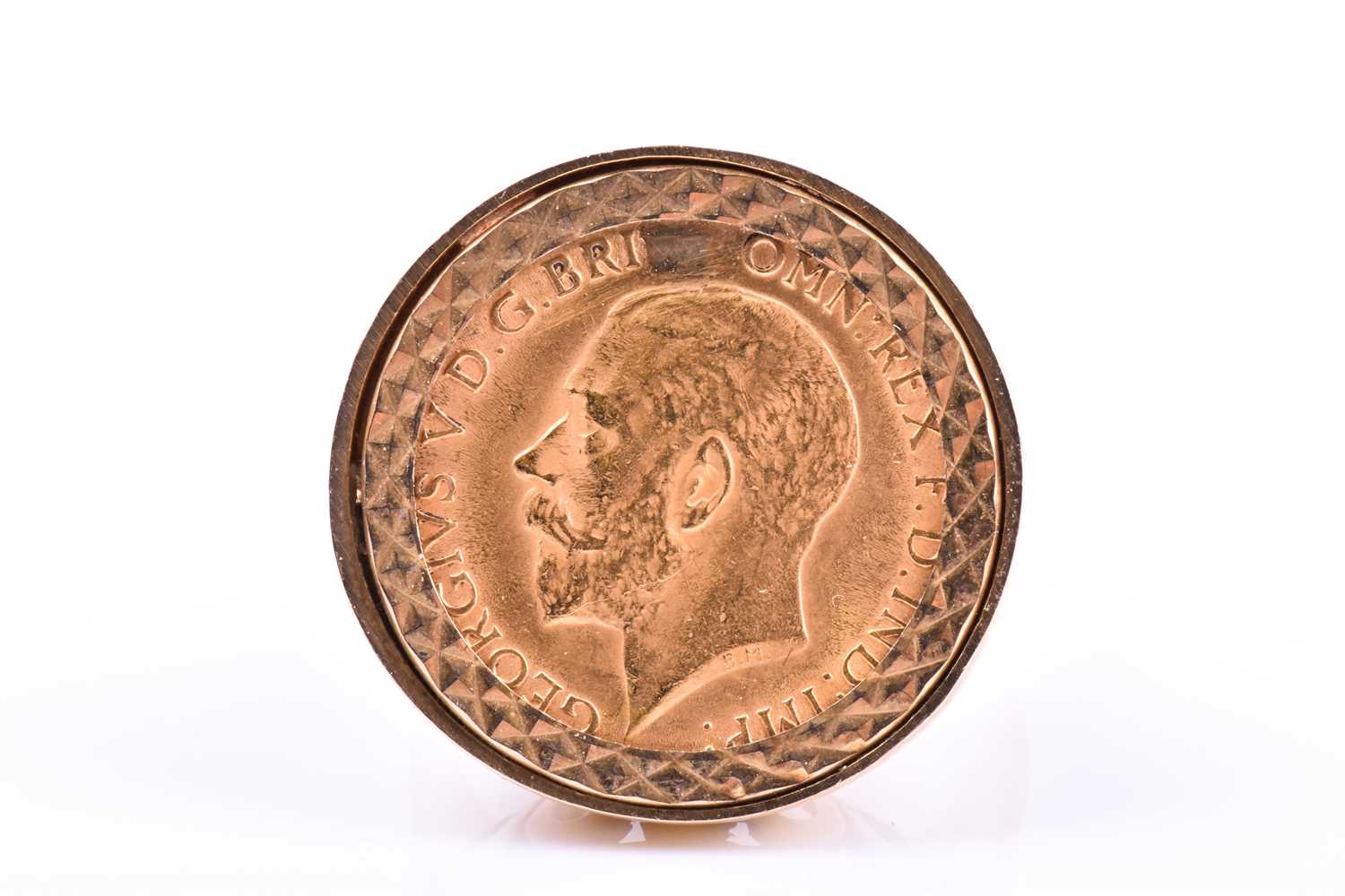 A 9ct yellow gold half sovereign ring, in bright-cut mount, depicting George V (date indistinct