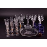 A group of six hand blown Murano drinking glasses, with others similar, together with five