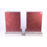 A pair of faux rouge marble effect pedestals / plinths, of rectangular form, composite materials, 90