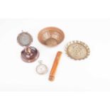 Assorted Judaica items to include a late 19th-century silver-plated pocket watch with Hebrew