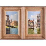 A pair of late 19th century paintings of Venice, oils on canvas, indistinctly signed, each 33 cm x