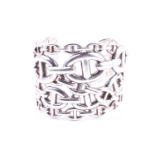 Hermes. A Farandole cuff bangle, the rigid chaine d'ancre links in over-laid pattern, 5cm inner
