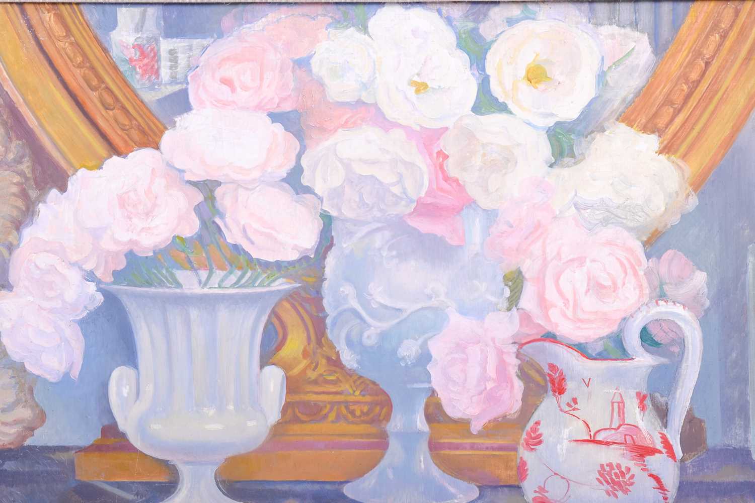 20th century school, a still life study of flowers, oil on board, unsigned, 44.5 x 64 cm in a wooden - Image 4 of 6
