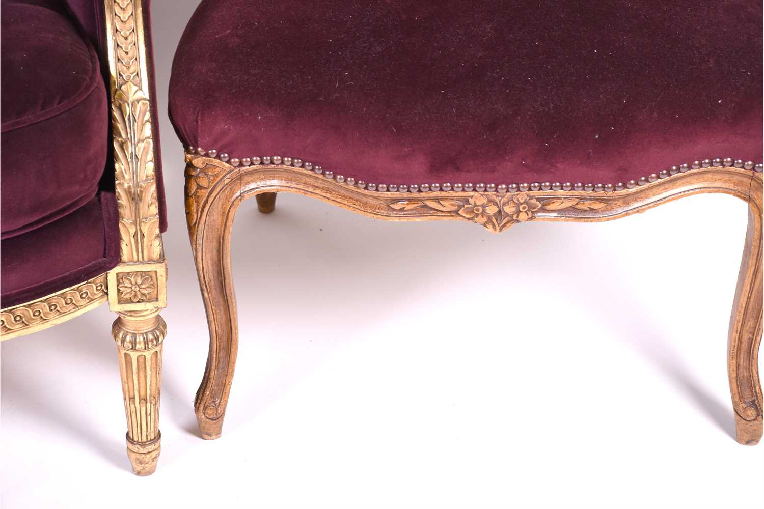 A French carved, gilded and upholstered armchair, late 19th/early 20th century, together with two - Image 5 of 24