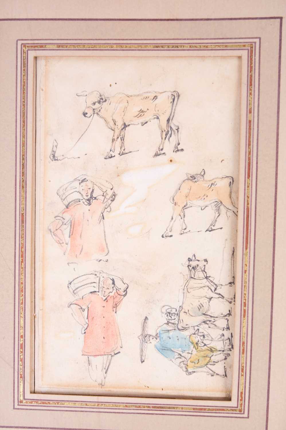 George Chinnery (1774 - 1852), preliminary sketches of oriental figures and livestock, pencil & - Image 2 of 3
