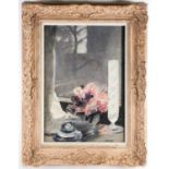 20th century school, a still life study of flowers in a vase, oil on canvas, indistinctly signed, 54