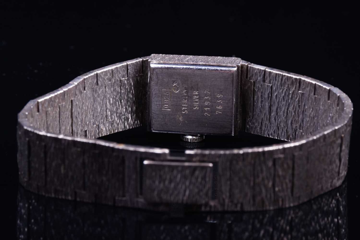 A Limit of Switzerland ladies silver wristwatch, the square dial with baton markers, on a textured - Image 6 of 7