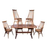 Lucian Ercolani for Ercol, a mid-20th century beech dining room suite, comprising a refectory