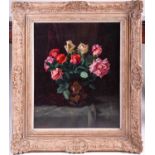 20th century school, a floral still life study, oil on canvas, indistinctly signed, 65 cm x 52 cm in