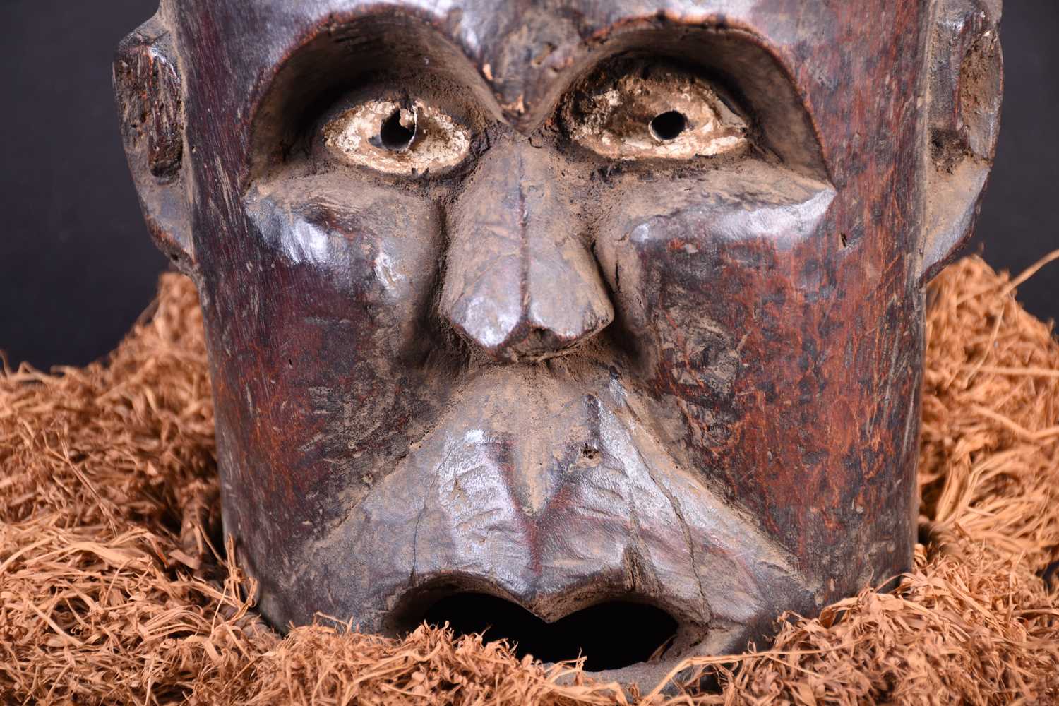 A Bamum Janus mask, Cameroon, with kaolin heightened eyes, surmounted by a Janus figure, with - Image 7 of 25