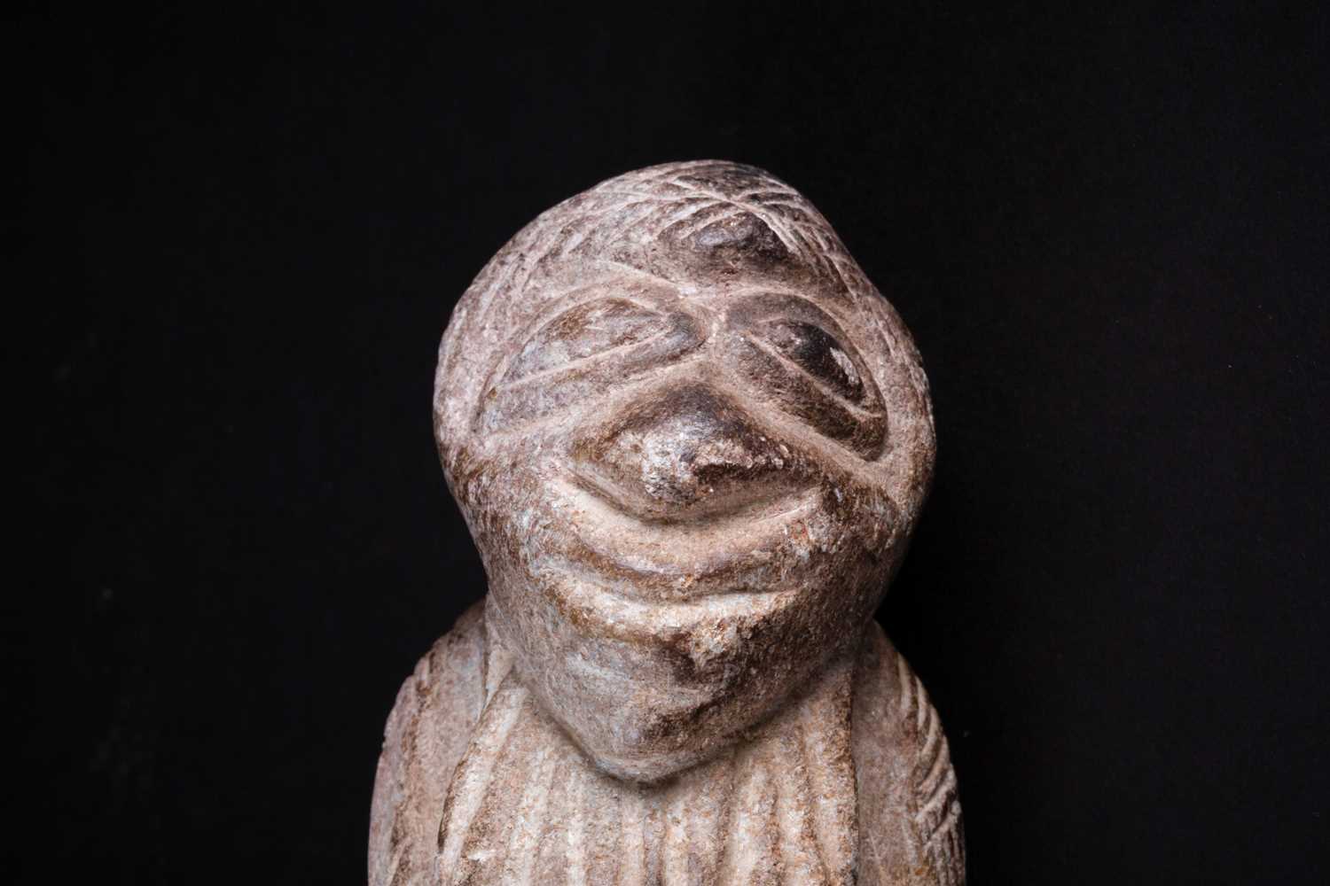 A carved stone Nomoli figure, Sierra Leone, with incised linear decoration, 17cmFootnote: From the - Image 3 of 5