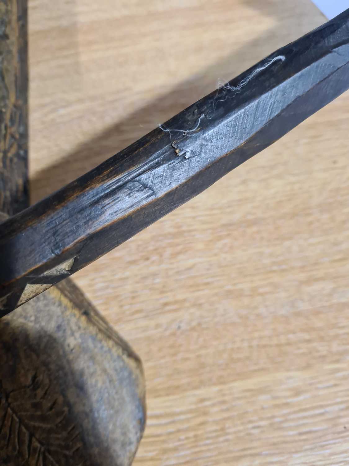 Two African carved wood spoons, each with geometric carved decoration, the smaller spoon carved to - Image 13 of 17