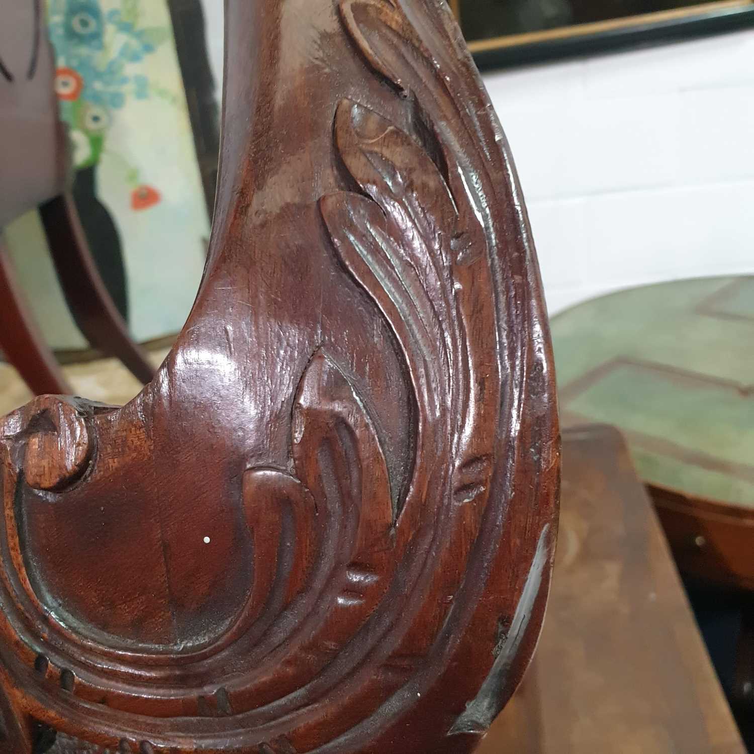 A pair of George III carved and pieced mahogany "Chippendale" style side chairs with bow-shaped - Image 6 of 24