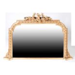 A 19th century carved and gilt gesso rectangular overmantle mirror with "egg and acanthus" moulded