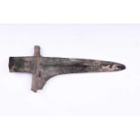 A Chinese cast bronze Ge, Warring States, the tapering blade with subtle median ridge, the ricasso